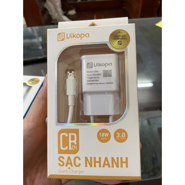 Sạc nhanh Vicopa cho Iphone/Samsung/typeC hàng chính hãng bảo hành 3 tháng lỗi 1 đổi 1.