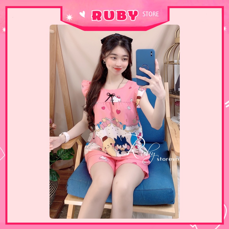 Đồ bộ nữ mặc nhà Hoạt Hình Free Size họa tiết dễ thương, chất kate mềm mịn mát ❤ Rubystorevn