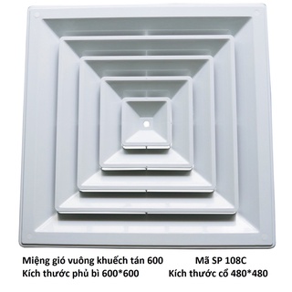 Miệng gió ABS khếch tán 4 hướng 108C KTC 480x480/KTM 600x600, phù hợp làm miệng gió cấp cho hệ DHKK và TG