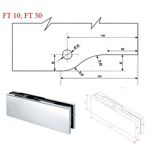 KẸP KÍNH TRÊN / DƯỚI VVP THÁI LAN FT10 FT20