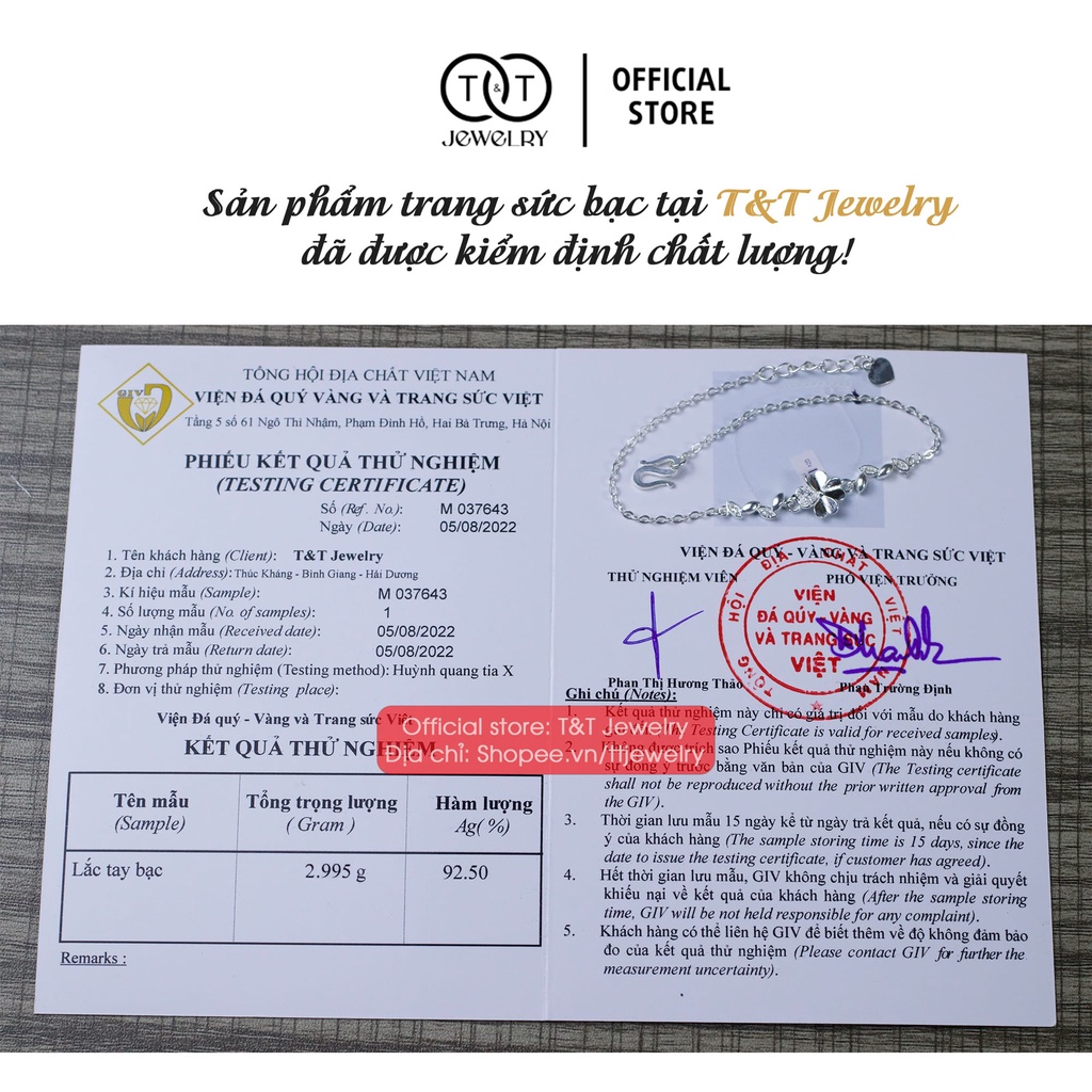 Lắc tay Bạc Ý s925 Cánh Hoa Nhỏ - T&amp;T Jewelry cao cấp LT06