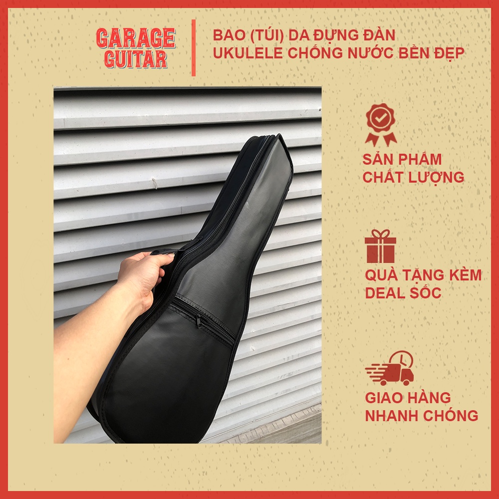 Bao (túi) Da đựng Đàn Ukulele size soprano, concert và tenor chống nước, chất liệu da dày dặn - Garage Guitar