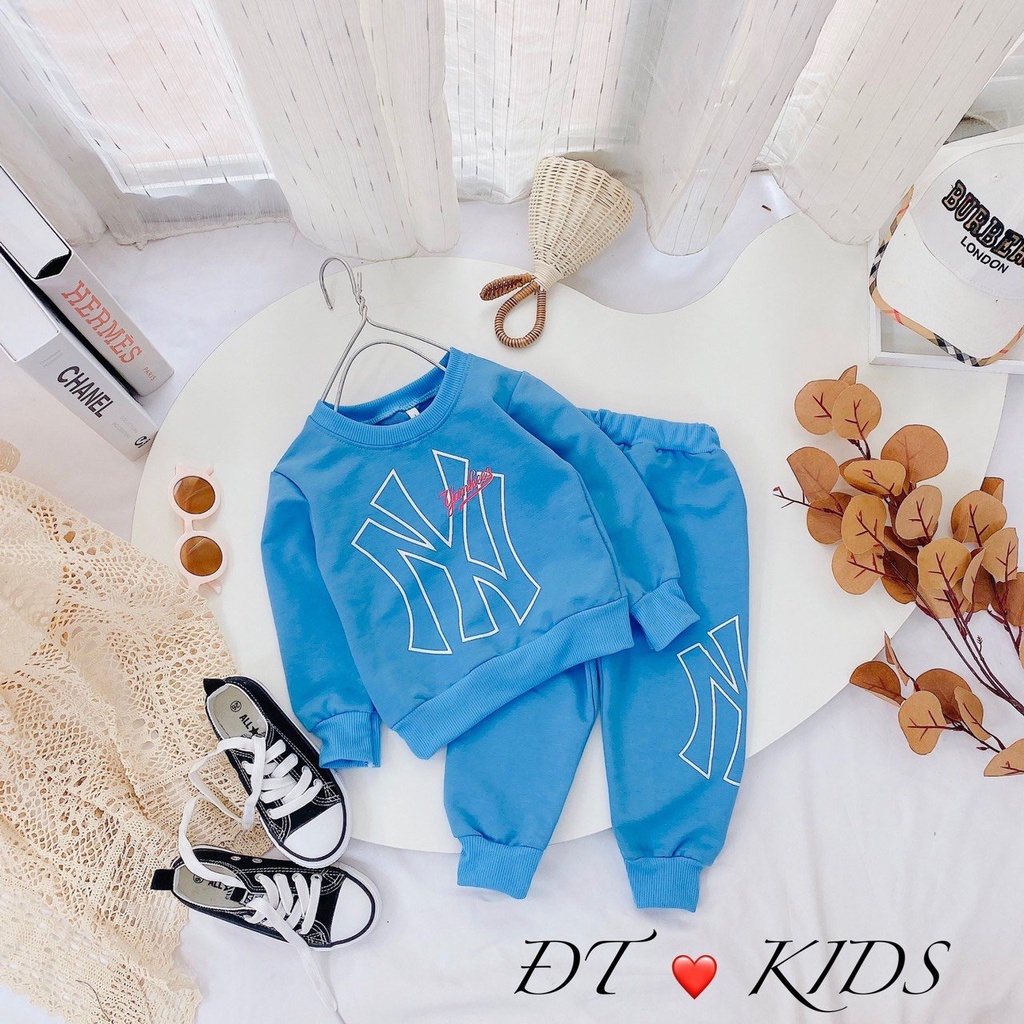 BỘ QUẦN ÁO THU ĐÔNG CHO BÉ TRAI BÉ GÁI BA MÀU HỒNG XANH ĐEN  CHẤT COTTON MỀM ĐẸP