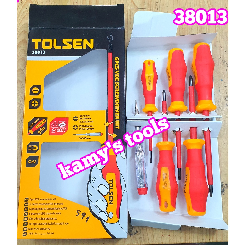 Bộ tua vít cách điện Tolsen 38013 bộ 6 cây