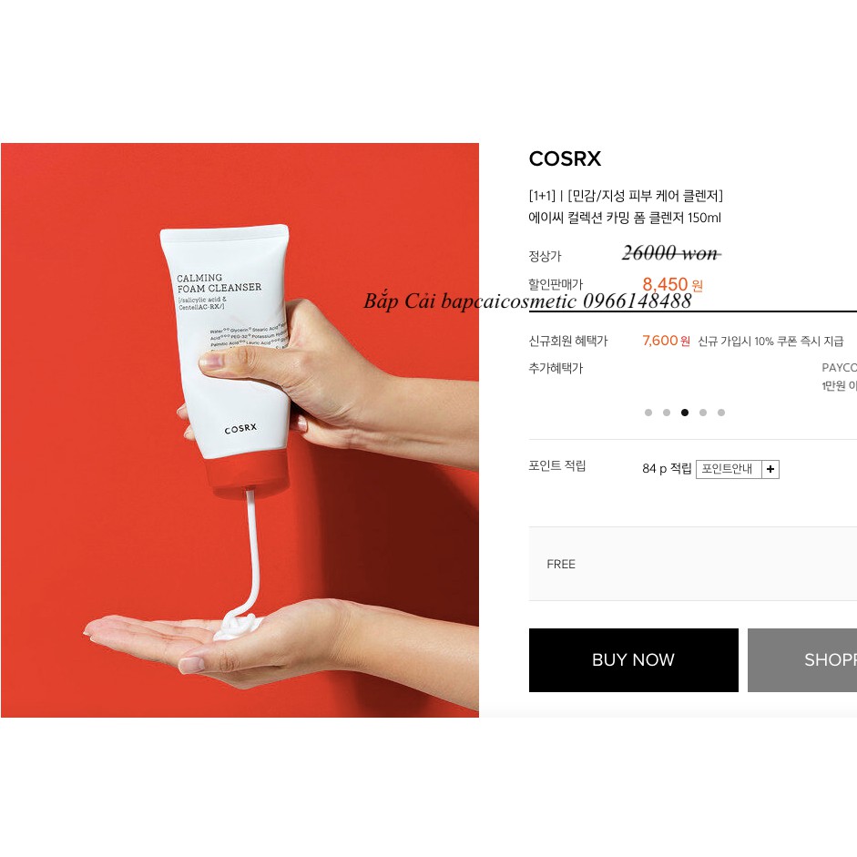 [Mã COS1904 giảm 8% đơn 300K] MBC Sữa Rửa Mặt cho da dầu, mụn, nhạy cảm Cosrx AC Collection Calming Foam Cleanser | BigBuy360 - bigbuy360.vn