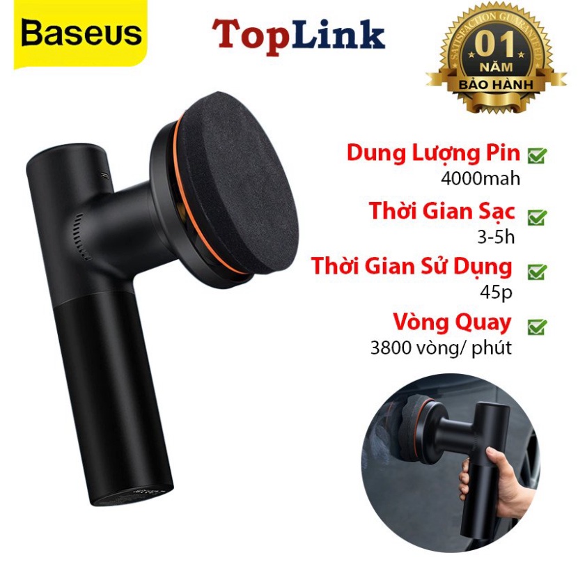 Máy Đánh Bóng Xe Hơi Không Dây Baseus Quay 3800 Vòng/phút Pin 4000mAh Sử Dụng 45 phút - TopLink