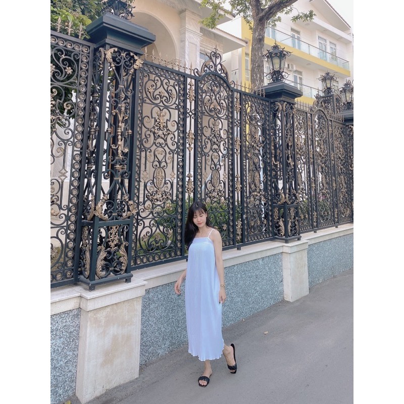 váy maxi dập li đi biển (hình thật)