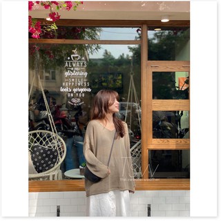 Xả Tết 2021 - Áo len mỏng mongtoghi cổ V trơn * :