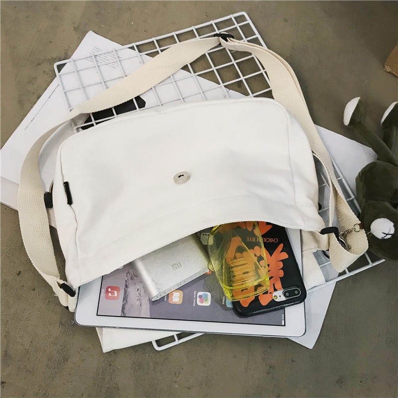 TÚI TOTE ĐEO CHÉO UNISEX NAM NỮ - VẢI DỆT CANVAS [ CÓ TÚI CON] MÀU BE - ĐEN - PHONG CÁCH ULZZANG | BigBuy360 - bigbuy360.vn