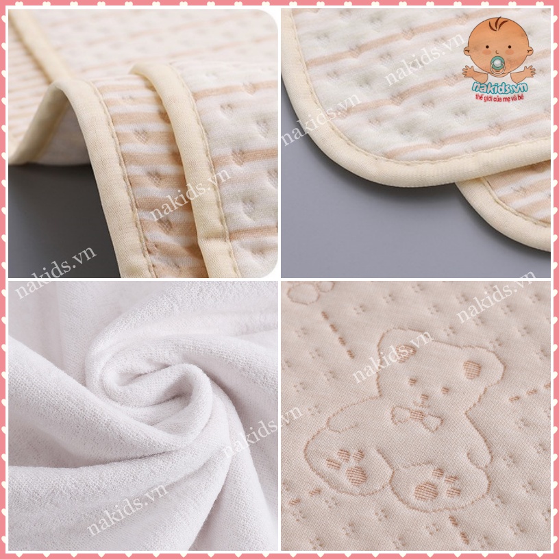 Lót Chống Thấm ORGANIC Cho Bé  KT 70x120cm, 70x90cm, 50x70cm, 30x45cm 100% COTTON HỮU CƠ TỰ NHIÊN Không Chất Tẩy Nhuộm
