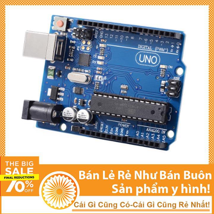 Mạch Arduino UNO R3 ATMEGA16U2 Chip Cắm - Tặng Kèm Cáp Nạp Code