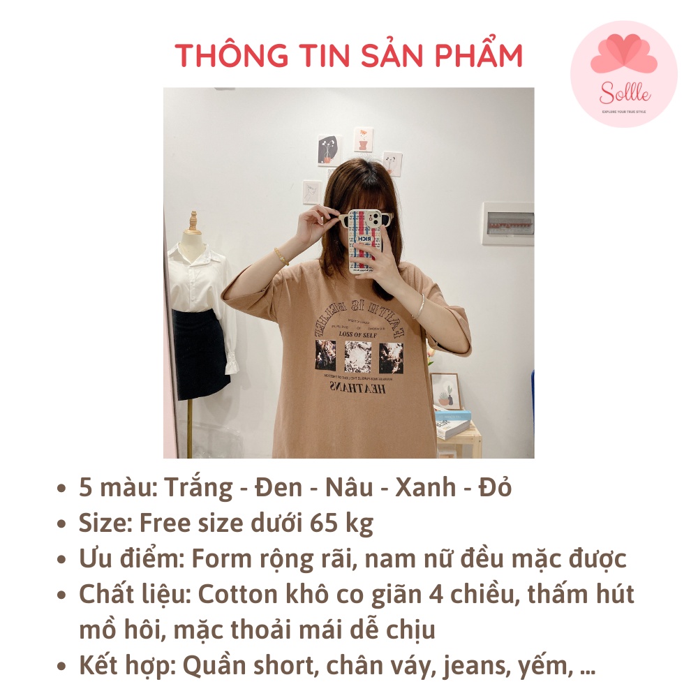 Áo thun tay lỡ nam nữ in hình vintage, áo phông ngắn tay form rộng cotton đẹp Hàn Quốc Sollle
