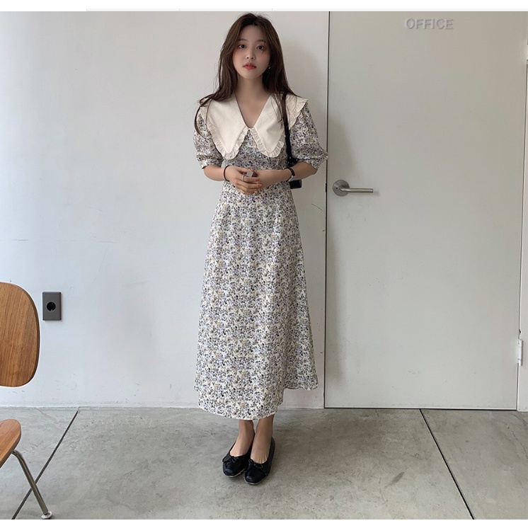 Đầm nữ đẹp🎁FREESHIP🎁Váy nữ họa tiết hoa nhí tím phong cách Vintage nhẹ nhàng siêu xinh