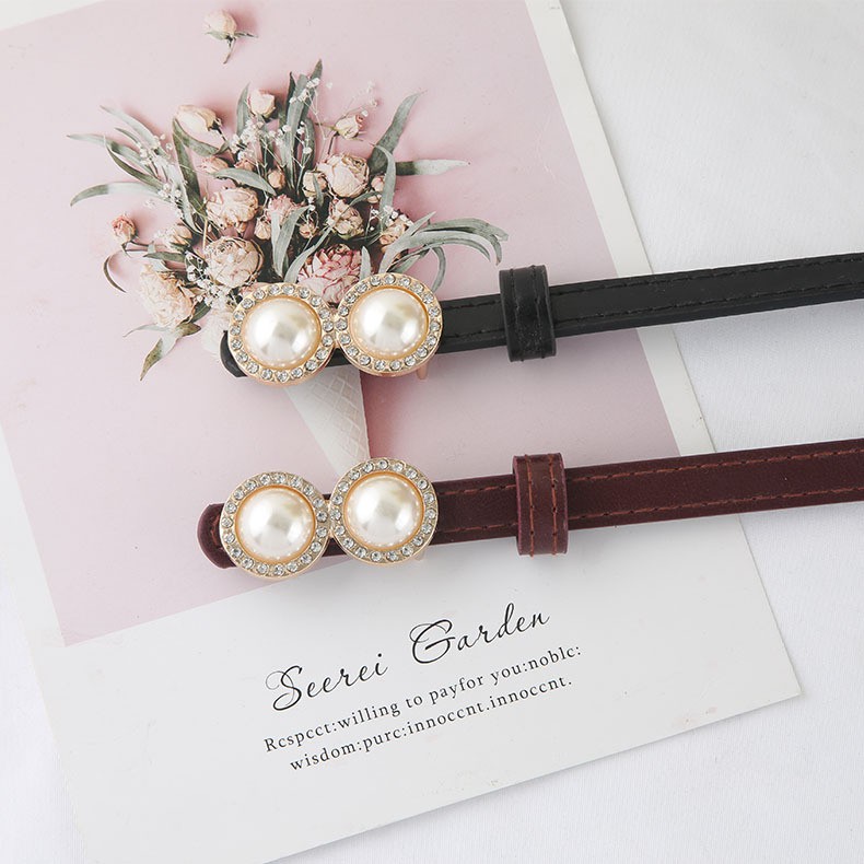 Đai váy bản nhỏ đính hạt, thắt lưng váy da xinh bản 1.3cm TL408 - Thắt Lưng Giá Tốt