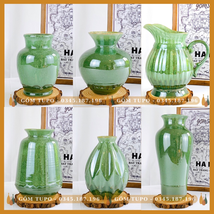 Bình Gốm Men Thiên Thanh - Decor, Trang Trí Nhà Cửa - gomtupo - Gốm TUPO, Lọ Hoa Gốm Sứ Bát Tràng