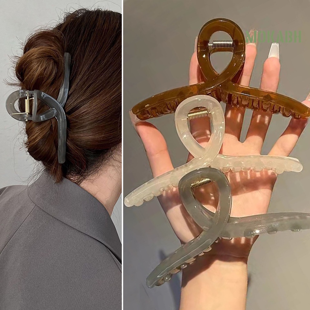 Kẹp Tóc Dạng Thạch Trong Suốt Chống Trượt Kích Thước Lớn Tạo Kiểu Tóc Cho Nữ