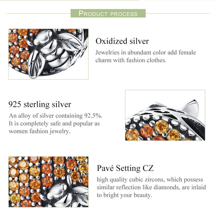 Hạt phụ kiện hiệu Bamoer hình tổ ong đính pha lê sang trọng dùng làm vòng tay DIY