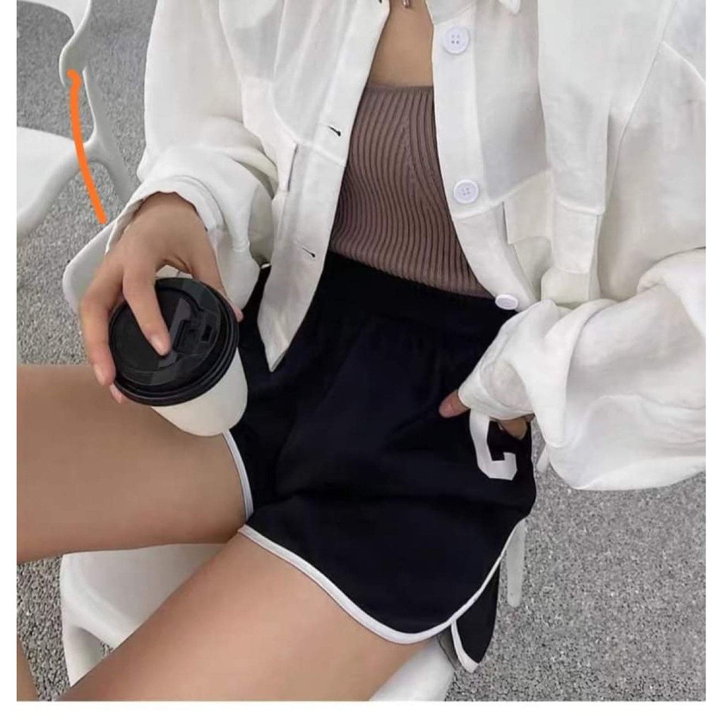 Quần đùi nữ ống rộng VIETSTAR quần short unisex cạp chun viền co giãn chất thun cotton mát | BigBuy360 - bigbuy360.vn