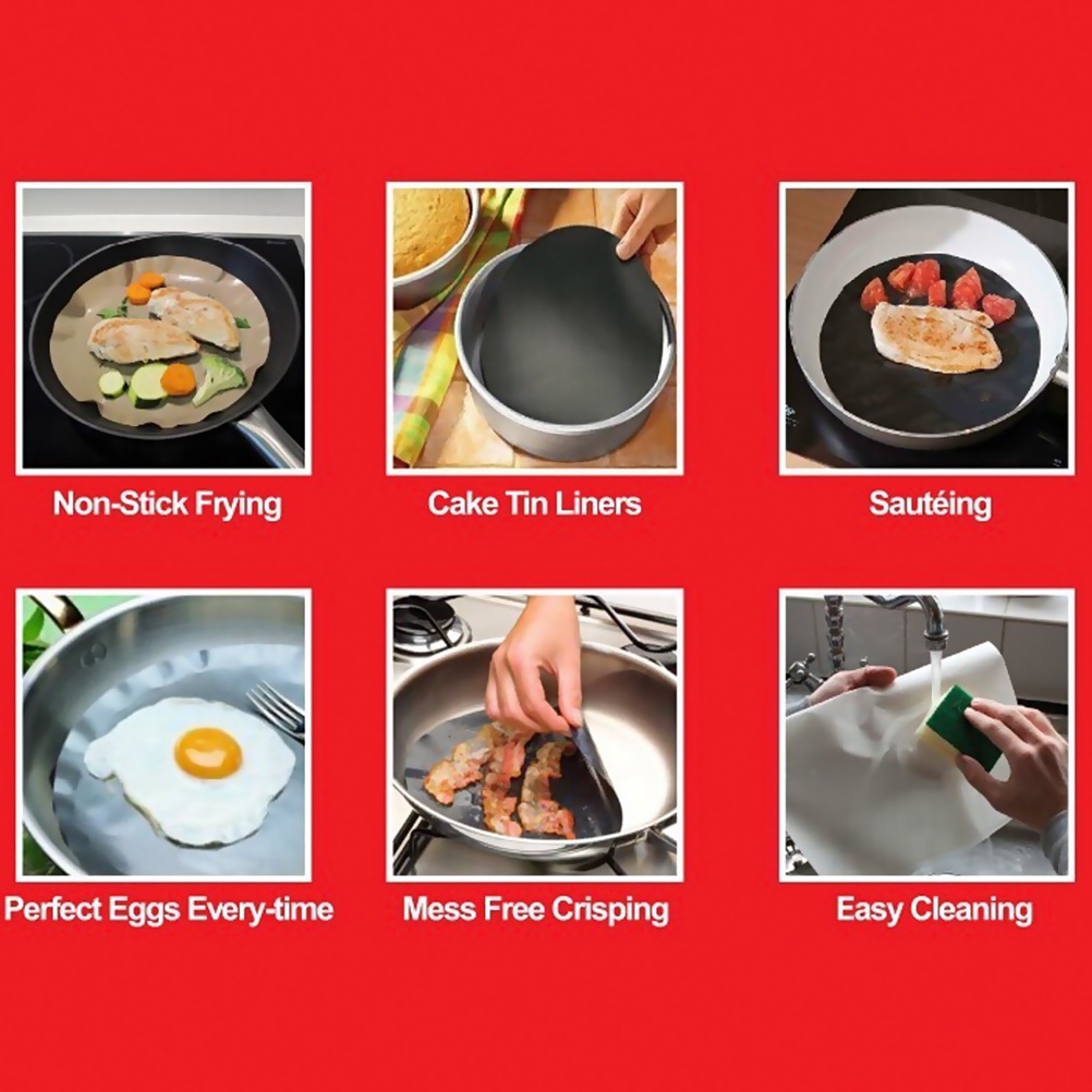 2 Pack 24cm Round Non-Stick High Temperature Pan Frying Pan Liner Sheet Cooking Wok Sheet Pad for Kitchen BBQ burang