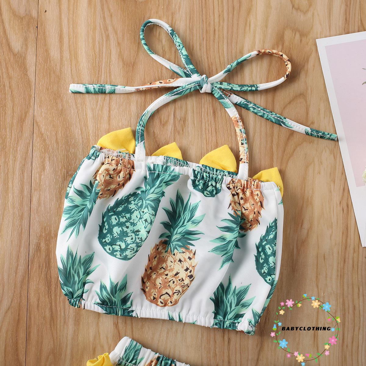 Set Đồ Bơi 2 Mảnh Họa Tiết Trái Dứa Và Quả Dứa Dễ Thương Cho Bé Gái