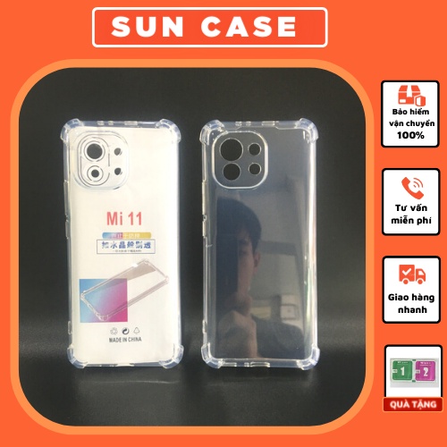 Ốp lưng trong suốt Xiaomi 9A/Note10/Note10pro/Note11/Mi11/Mi10 chống sốc 4 góc (loại dày)