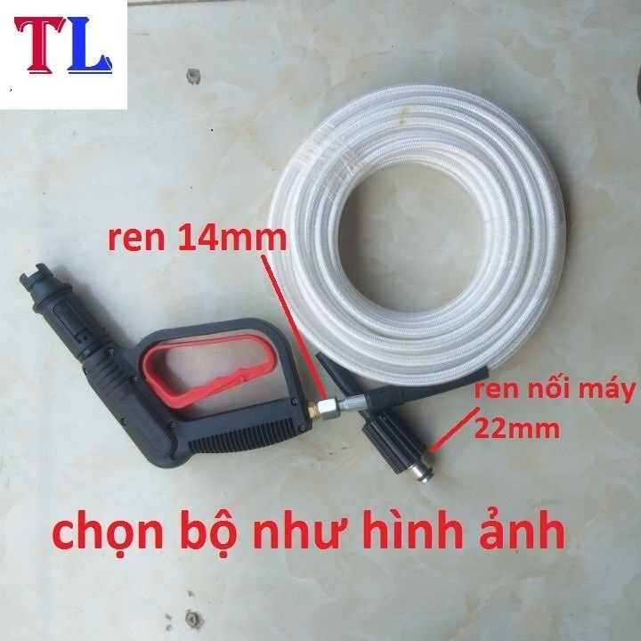 dây rửa xe 10M- 15m- 20m kèm súng xịt áp lực cao (ren 14mm)