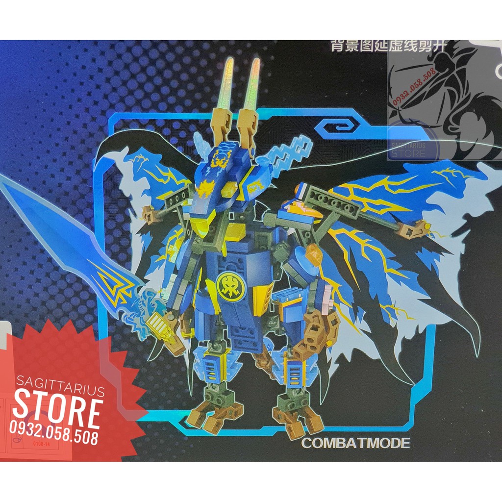 Combo 4 Hộp Lego Lắp Ráp Robot Rồng Bay NinjaGo 2 in 1 - Quan Guan 634 ~ 637