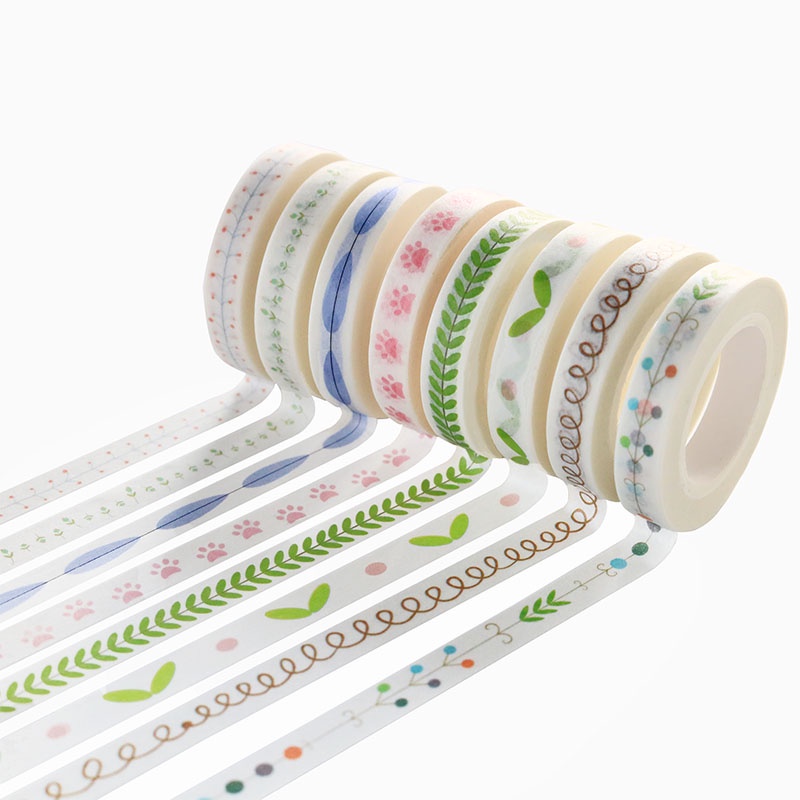 Băng dính giấy Washi tape - 8mm x 7m - nhiều màu