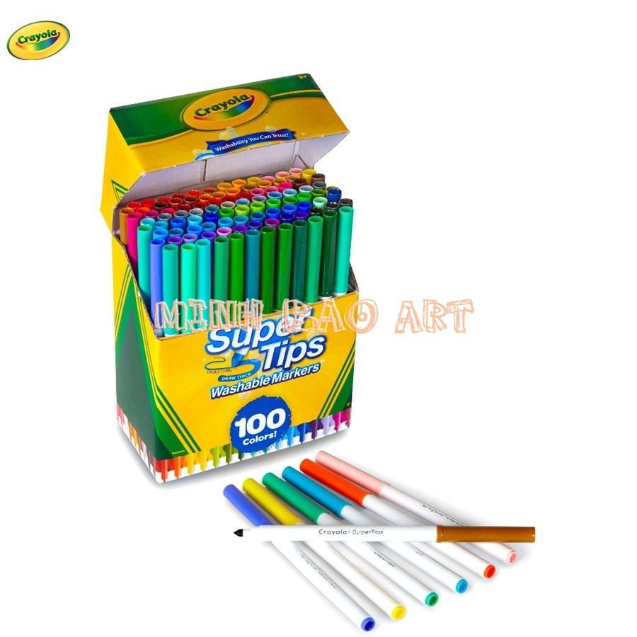 BỘ BÚT LÔNG CRAYOLA SUPERTIPS 100 MÀU (BÚT LÔNG NÉT MẢNH - NÉT ĐẬM, CÓ THỂ RỬA ĐƯỢC)