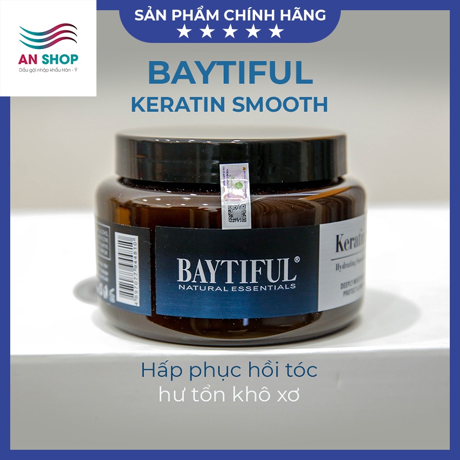 Kem ủ tóc, hấp tóc phục hồi tóc hư tổn Baytiful Keratin 500ml, collagen dưỡng tóc mượt chăm sóc tóc khô xơ uốn nhuộm