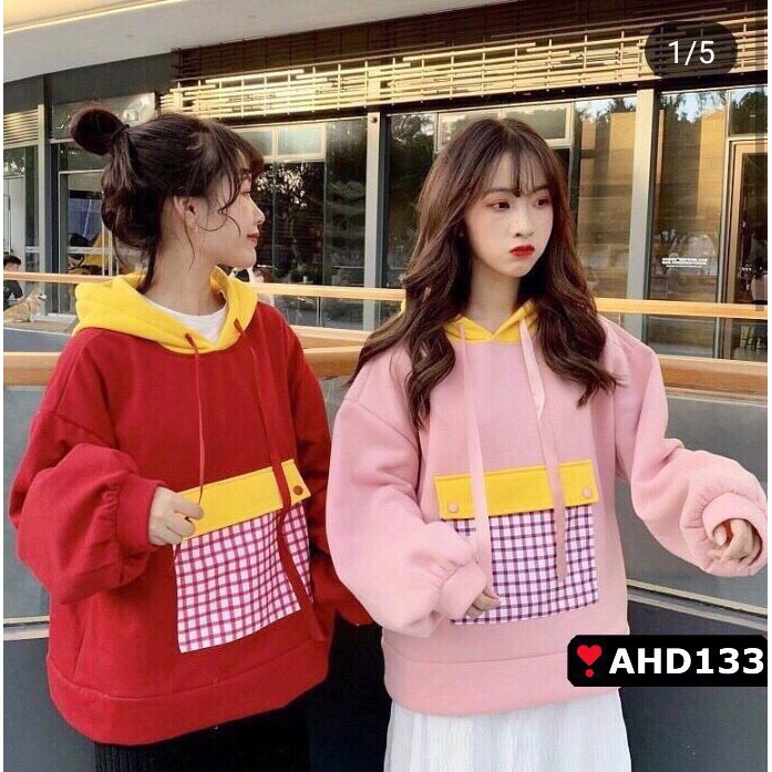Áo khoác hoodie form rộng nữ TÚI VUÔNG siêu cute - Áo khoác nỉ loại 1 dày mềm mịn chất lượng có nắp túi nón 2 lớp.
