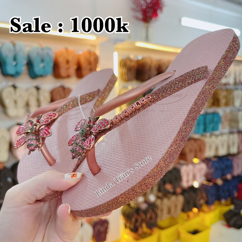 dép trơn HVN ktv hồng ruốc mix charm