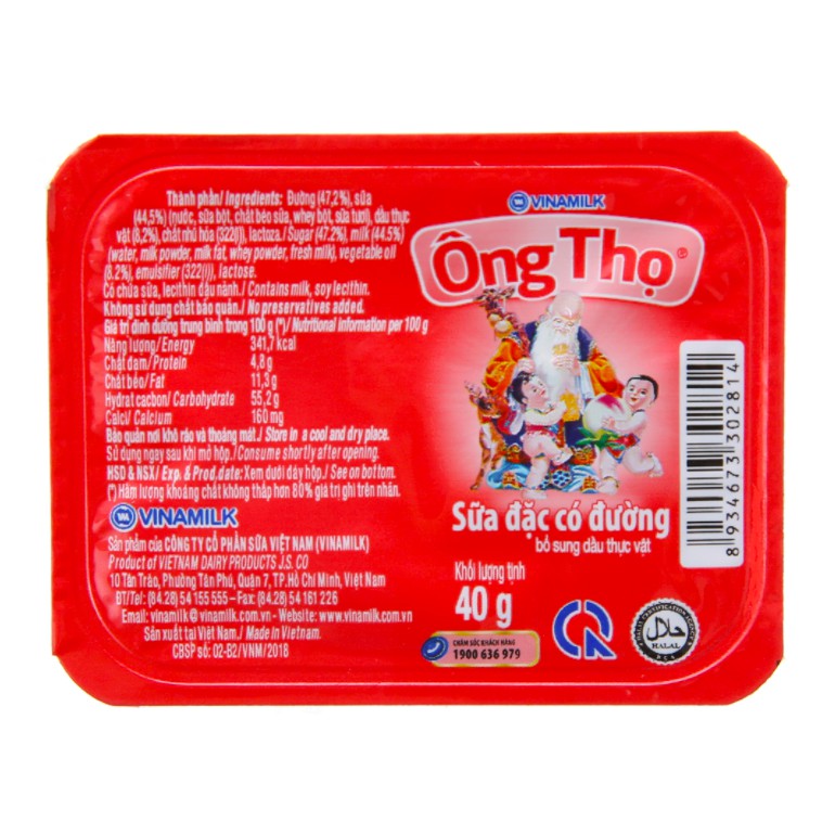 VỈ 6 HỘP SỮA ĐẶC CÓ ĐƯỜNG ÔNG THỌ ĐỎ 40G (6 x 40gr)