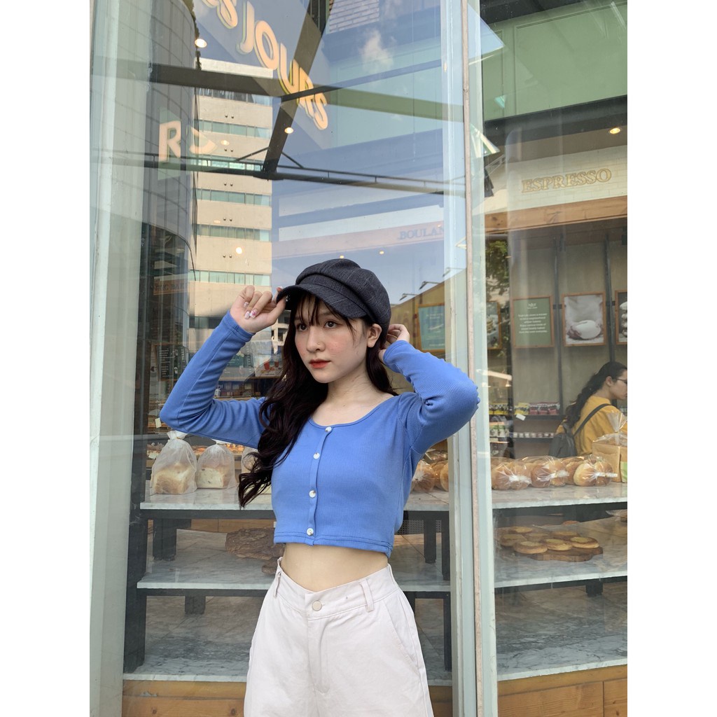 ÁO CROPTOP LEN TĂM CÚC DỌC DÀI TAY HOT