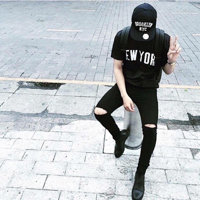 Quần jean nam đen Gấu 194 trơn &amp; rách vải jeans bò cotton duck cao cấp mềm mịn, co dãn - form slim fit [có Bigsize]