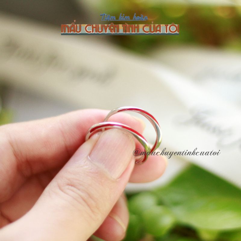 Nhẫn bạc Sợi tơ hồng VER 2  Nhẫn bạc 925 cặp đôi - Tặng hộp nhung và khăn lau bạc Full box