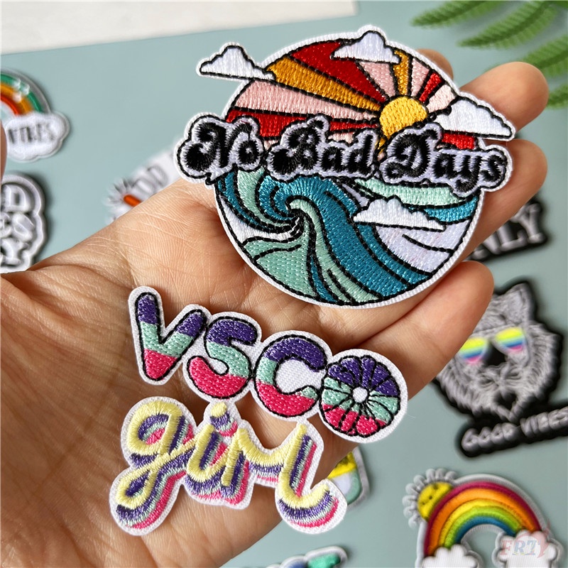 ♥ Vsco - Miếng Vá Ủi Quần Áo Good Vibes ♥ 1 Huy Hiệu Ủi Quần Áo DIY 16 Phong Cách