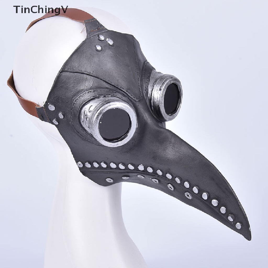 Mặt Nạ Hóa Trang Halloween Bằng Da PU Hình Chim Mũi Dài Phong Cách Steampunk