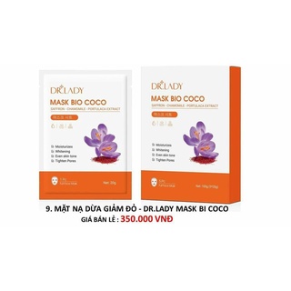Mặt nạ đắp mặt trắng da hàn quốc , Mặt nạ dừa giảm đỏ Dr.lady mask Bio coco mặt nạ đắp mặt nhụy hoa nghệ tây