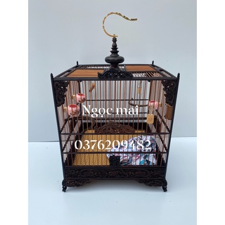 Khung lồng chim chào mào tự ráp gỗ mun đuôi công đục CNC họa tiết sắc nét đẹp chắc chắn dễ ráp DK01 tặng kèm dầu bóng