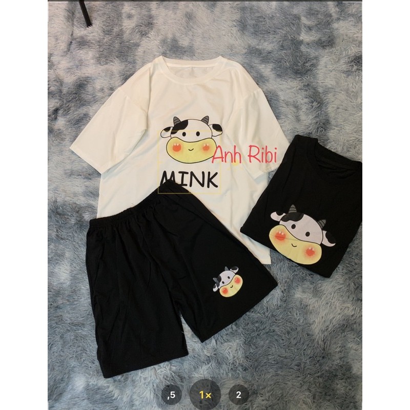 [SIÊU RẺ] Sét Áo Thun Ngắn Tay Bò Sữa Milk Chất Đẹp + Quần Đùi Đen Ống Rộng Logo Sét Đồ Bộ Nam Nữ Unisex Freesize | BigBuy360 - bigbuy360.vn