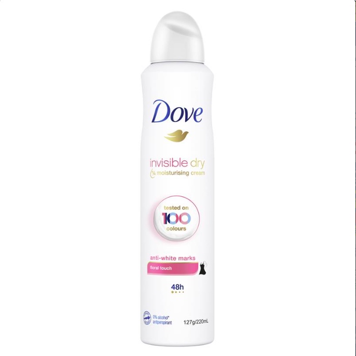 Xịt khử mùi nữ Dove ngăn ngừa mồ hôi và khô thoáng vùng da dưới cánh tay 220ml Úc