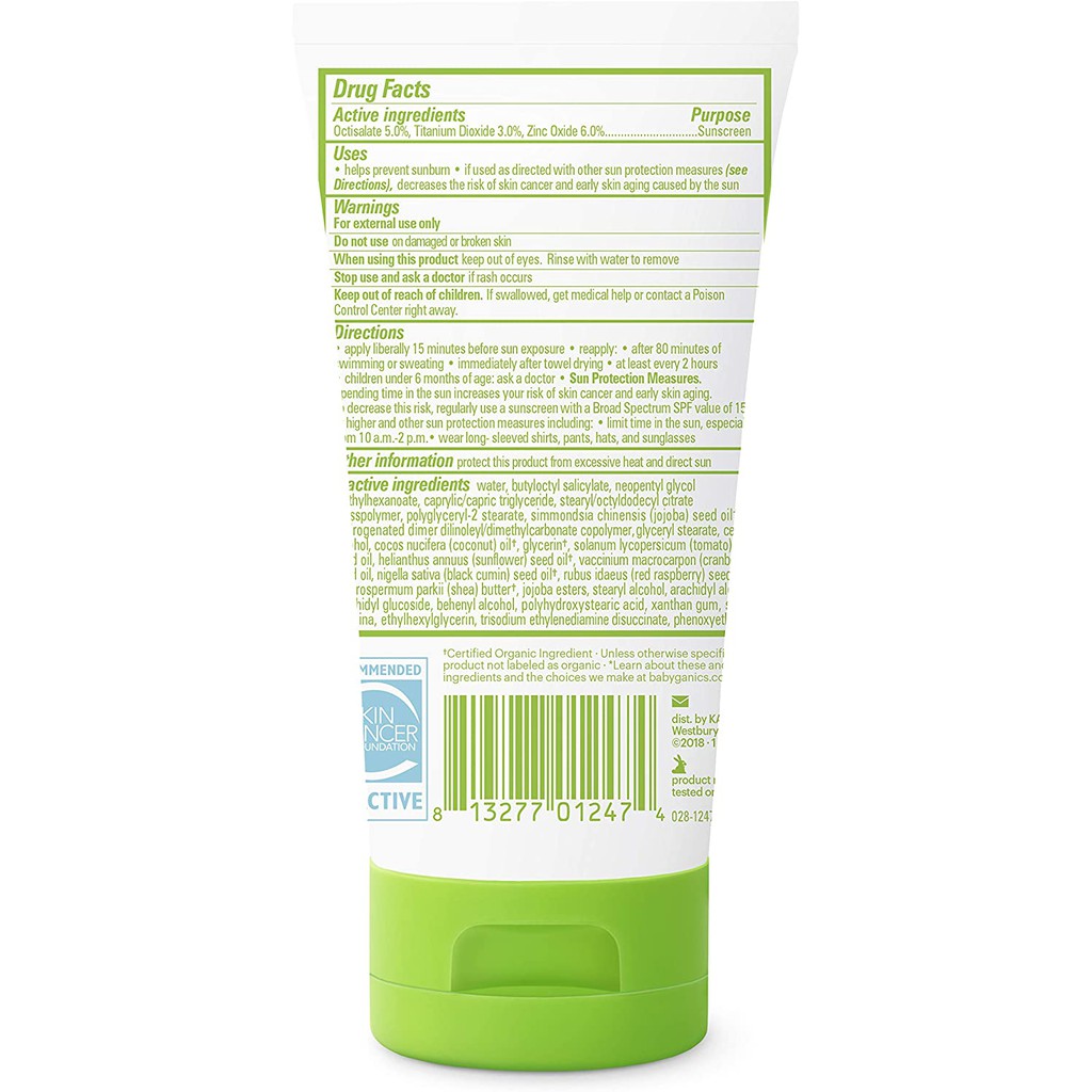 Kem chống nắng Babyganics SPF50+ cho bé