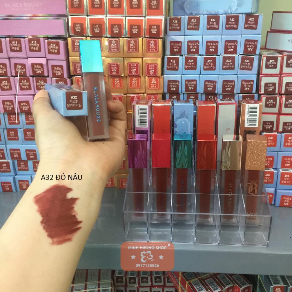 Son nắp xanh HANDMADE A32 đỏ nâu ( thiết kế son BLack ver6  )