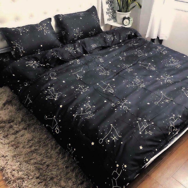 Chăn ga gối Emmibedding chất liệu cotton poly họa tiết cung hoàng đạo  đáng yêu đủ size miễn phí bo chun