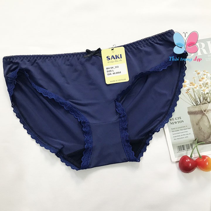 QUẦN LÓT NỮ THUN LẠNH PHỐI REN MỀM MỊN KHÔNG CẤN SAKI - QL333