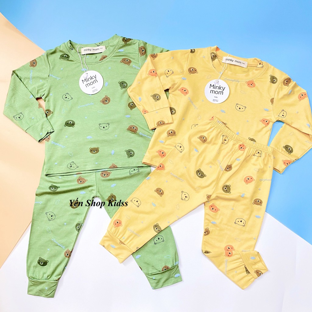 Sale !!! Bộ Dài Tay Minky Mom In Toàn Thân Họa Tiết Gấu Dễ Thương Cho Bé_Chất Thun Lạnh(7-19kg) (1253)