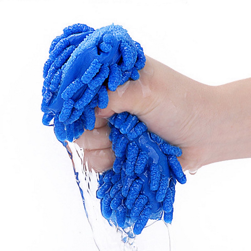 Găng tay rửa xe hơi hai mặt bằng sợi nhỏ có thể giặt sạch phụ kiện chăm sóc cho xe hơi