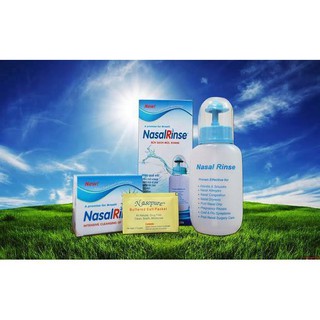 Bình rửa mũi xoang Nasal Rinse kèm10 gói muối rửa mũi.