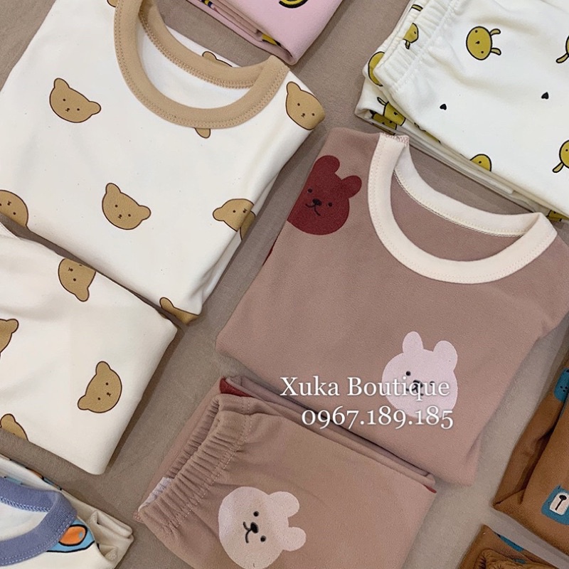 Bộ Đồ Ngủ Giữ Nhiệt Thu Đông Mặc Nhà Cho Bé Trai Bé Gái từ 8kg Chất Nỉ Nhung Chính Hãng YLH-Kids,Hàng Quảng Châu Cao Cấp